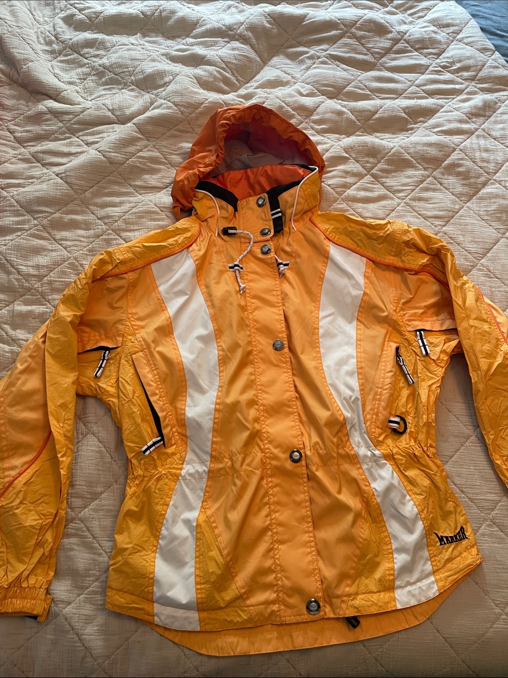 Marker Bright Orange Hooded Jacket with Red Logo